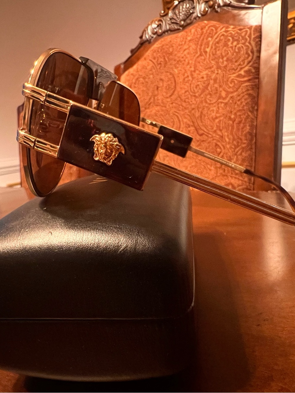 Versace Gold & Brown Medusa Accent Sunglasses UNISEX